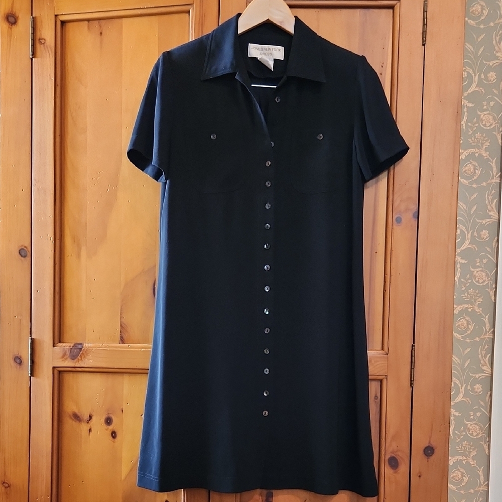 Jones New York Black Button-Down Mini Dress